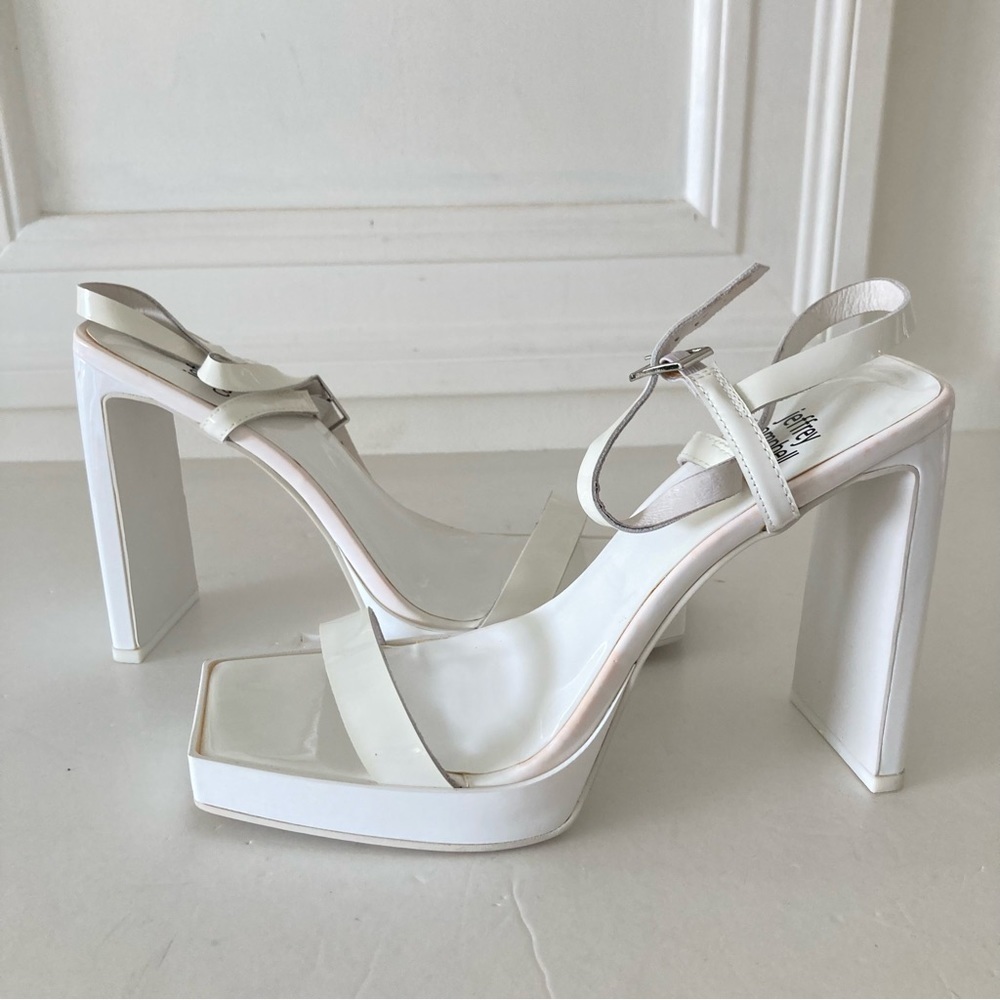 Jeffery Campbell Free People Supreme White Patent Leather Heels Sz 8.5